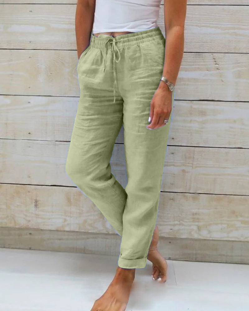 Luciana | Women’s Tapered Drawstring Linen Jogger Pants