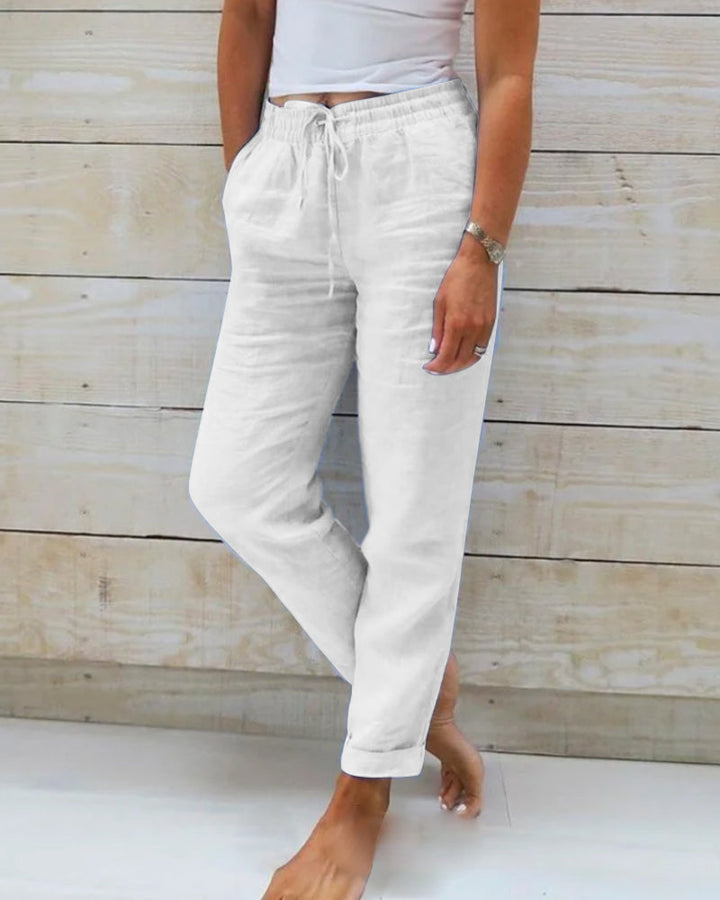 Luciana | Women’s Tapered Drawstring Linen Jogger Pants