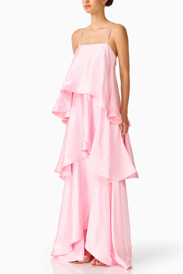 Mia | Women's Elegant Satin Open Back Maxi Dress