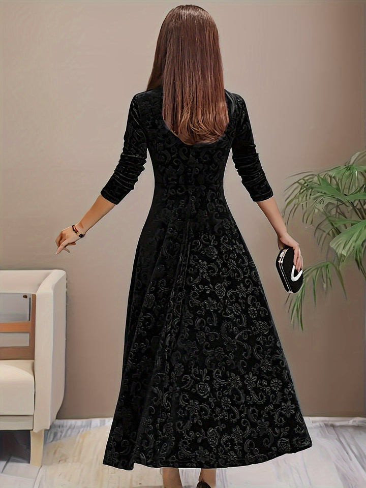 Wren | Women's Square Neck Long Sleeve Flared Midi Dress