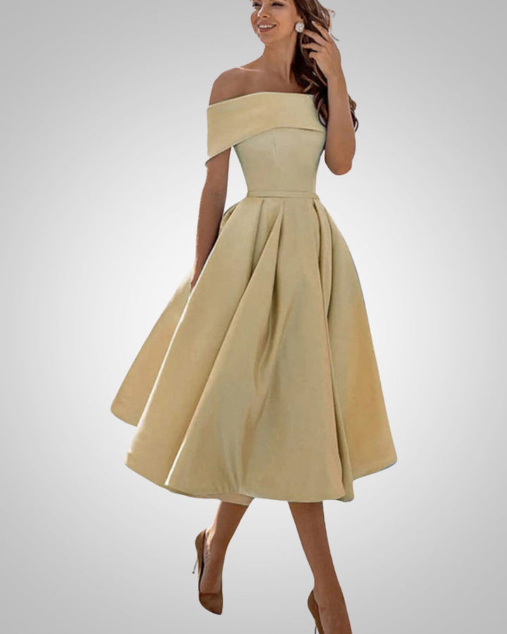 Blair | Women’s Off-Shoulder Flared Midi Dress