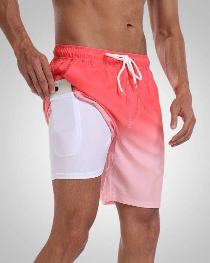 Hanery | Men's Sporty Slim-Fit Swim Trunks with Inner Shorts