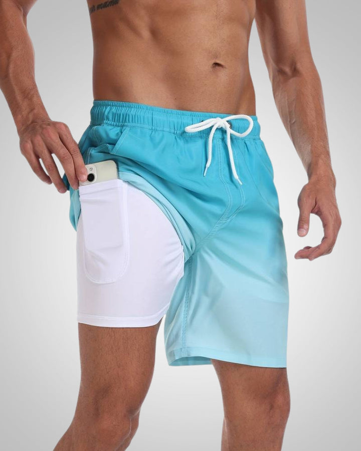 Hanery | Men's Sporty Slim-Fit Swim Trunks with Inner Shorts