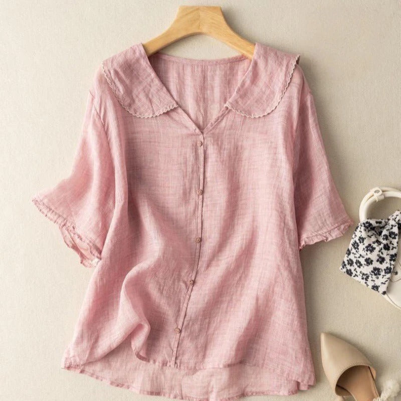 Clara | Women's Relaxed Fit Buttoned Casual Vintage Blouse