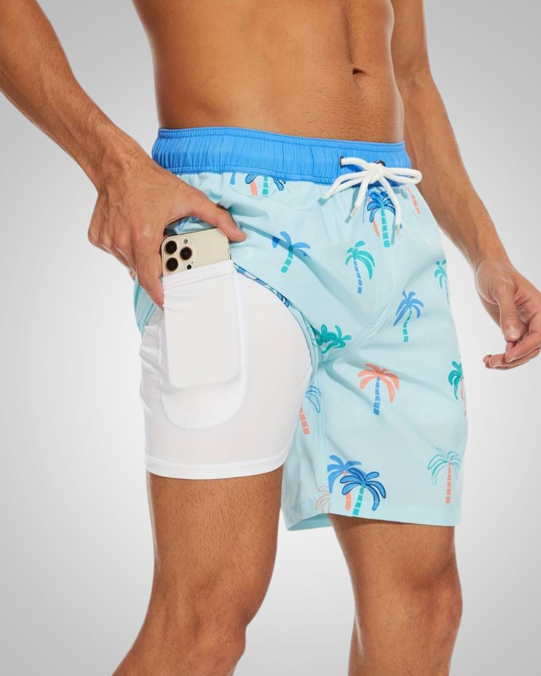 Hanery | Men's Sporty Slim-Fit Swim Trunks with Inner Shorts
