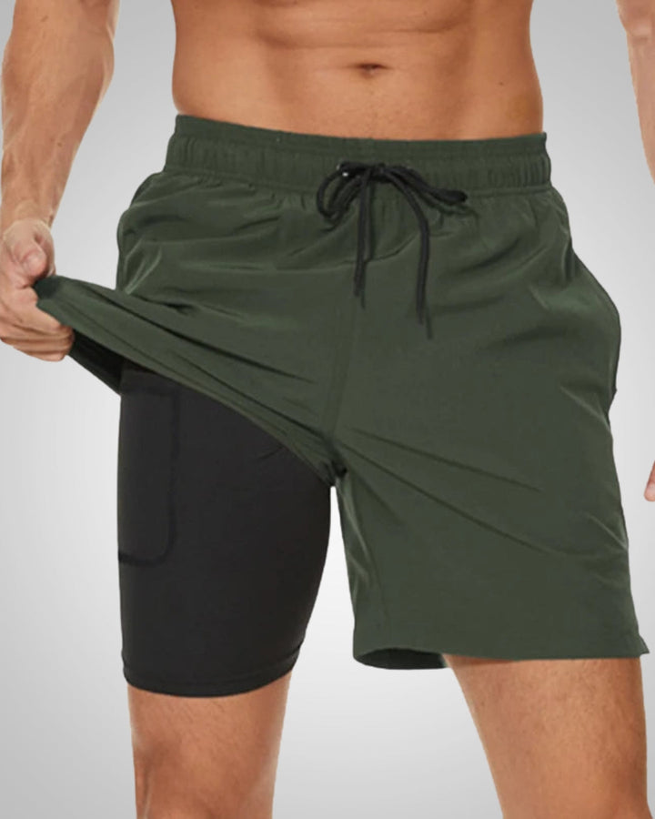Liam | Men's Sporty Slim-Fit Swim Trunks With Inner Shorts
