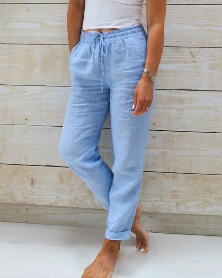 Luciana | Women’s Tapered Drawstring Linen Jogger Pants