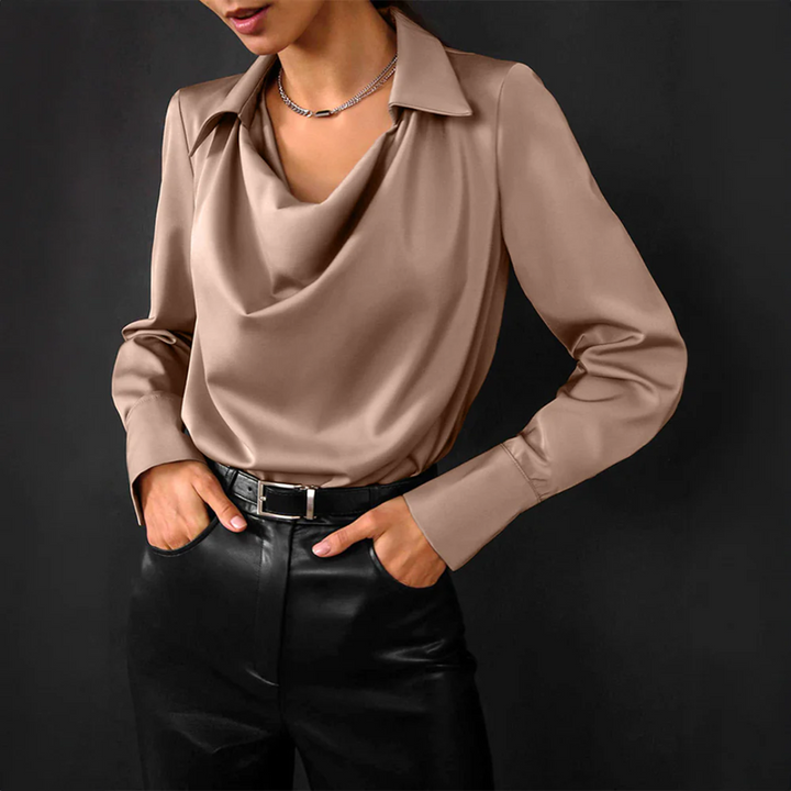 Paloma | Women’s Summer Draped Collar Satin Blouse