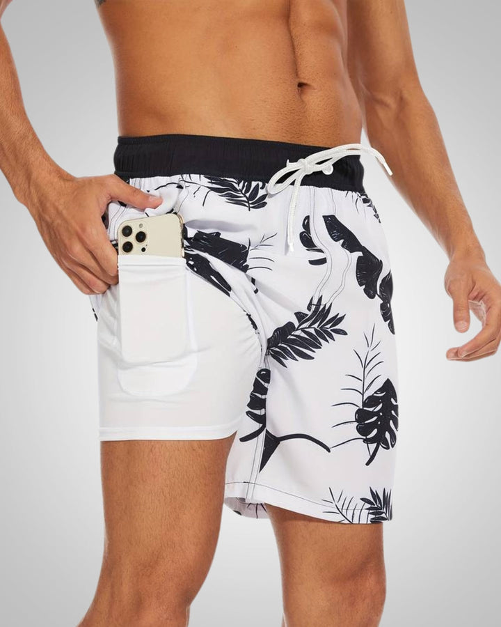 Hanery | Men's Sporty Slim-Fit Swim Trunks with Inner Shorts
