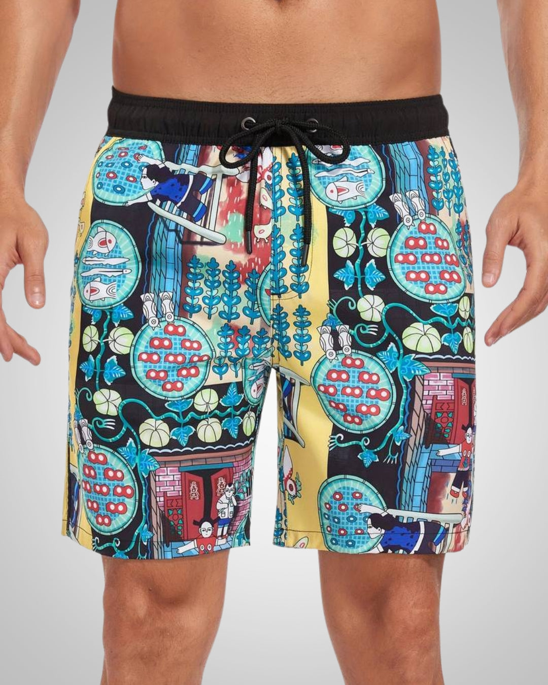 Hanery | Men's Sporty Slim-Fit Swim Trunks with Inner Shorts
