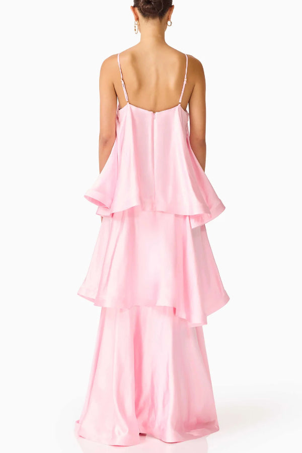 Mia | Women's Elegant Satin Open Back Maxi Dress