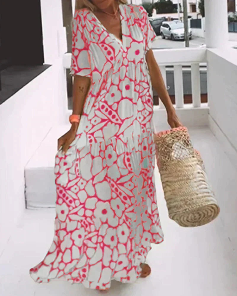 Luna | Women's Printed V-Neck Summer Dress