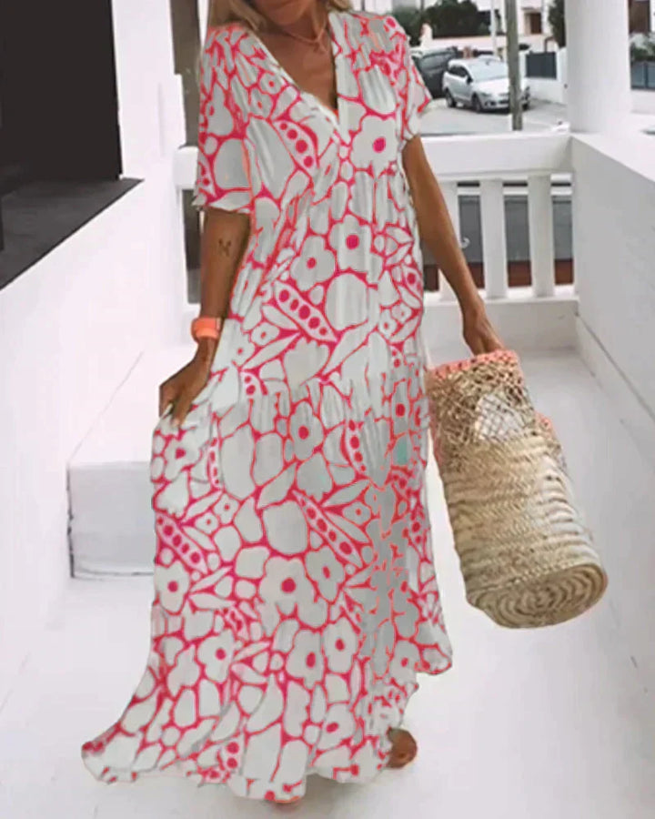 Luna | Women's Printed V-Neck Summer Dress