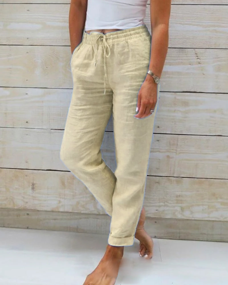 Luciana | Women’s Tapered Drawstring Linen Jogger Pants