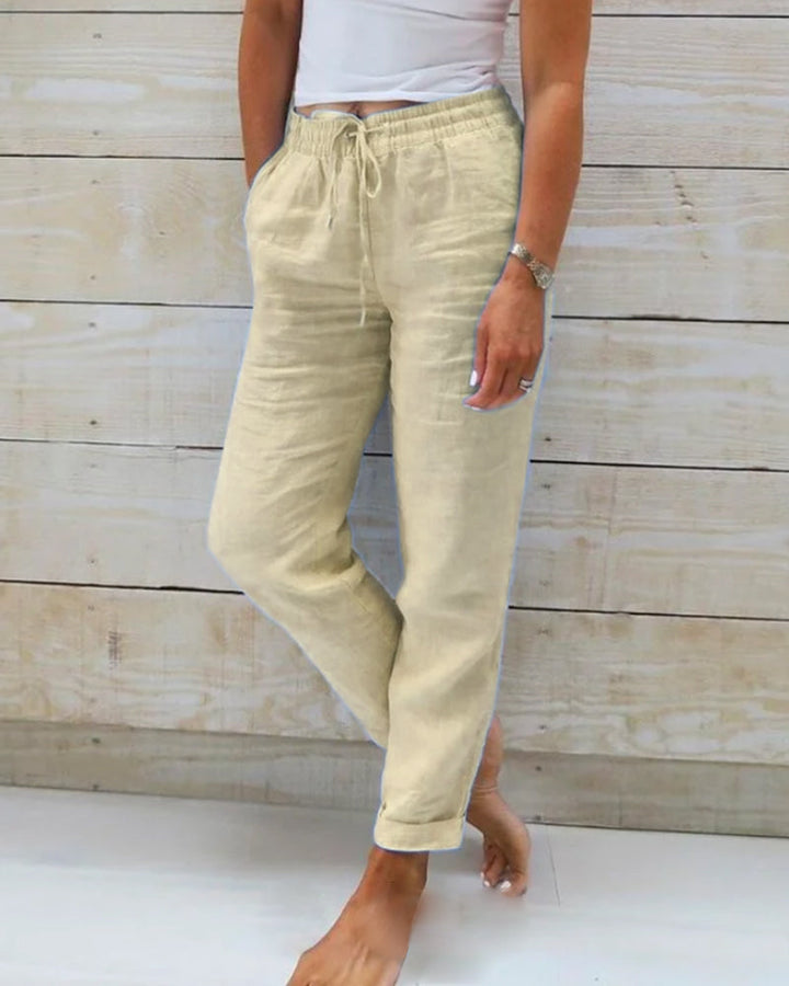 Luciana | Women’s Tapered Drawstring Linen Jogger Pants