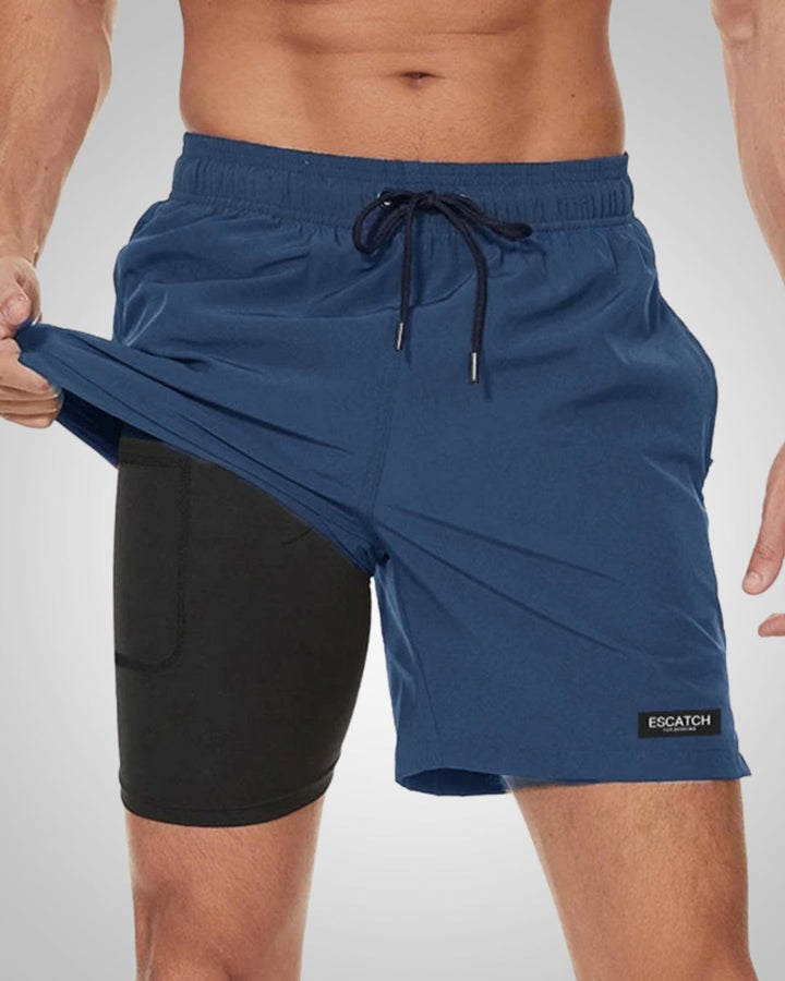Liam | Men's Sporty Slim-Fit Swim Trunks With Inner Shorts