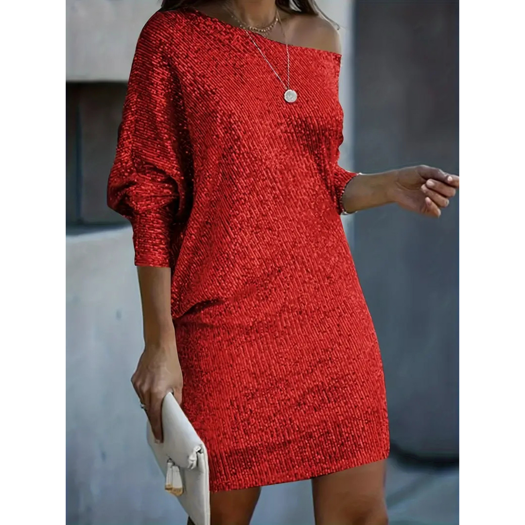Shelby | Women’s Evening Gold Sequin Midi Dress