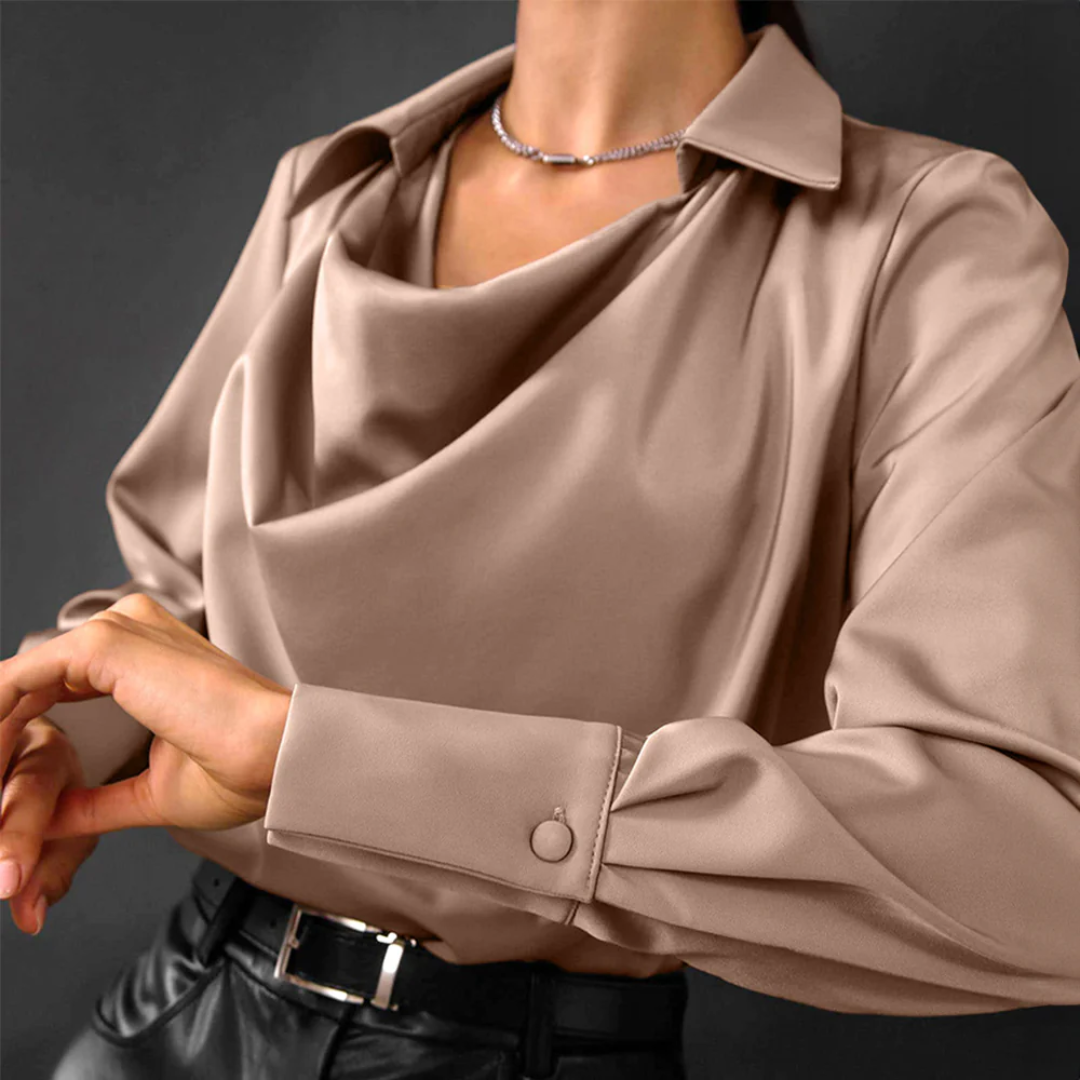 Paloma | Women’s Summer Draped Collar Satin Blouse
