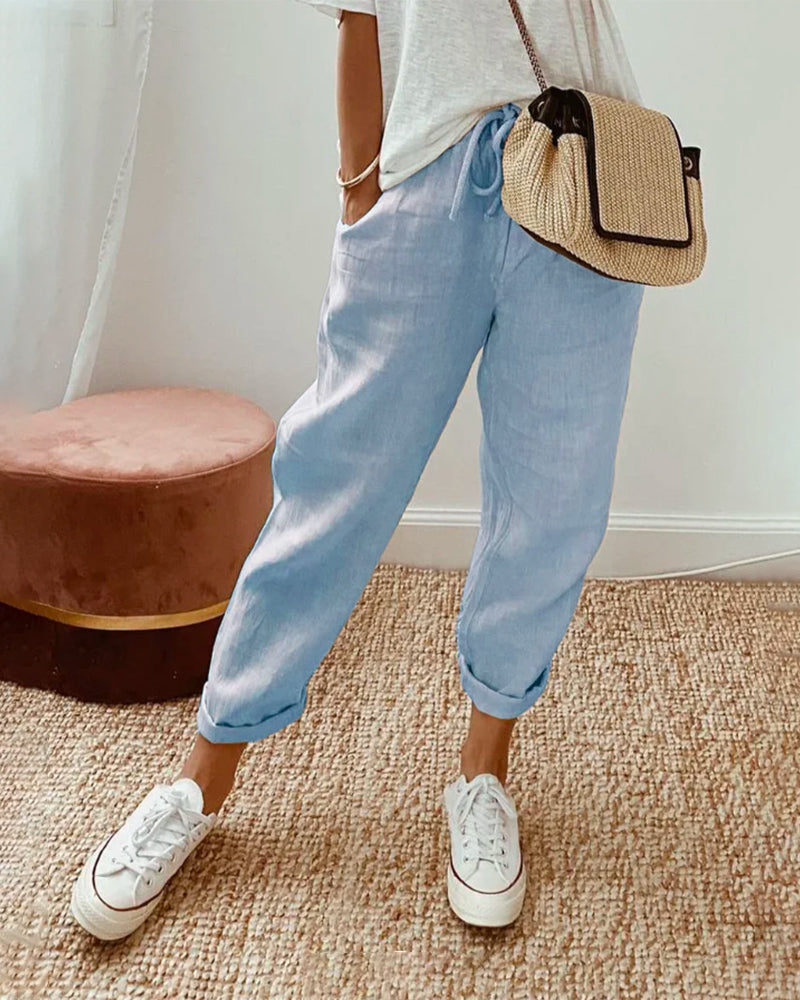 Elizabeth | Women’s Straight Leg Linen Summer Pants
