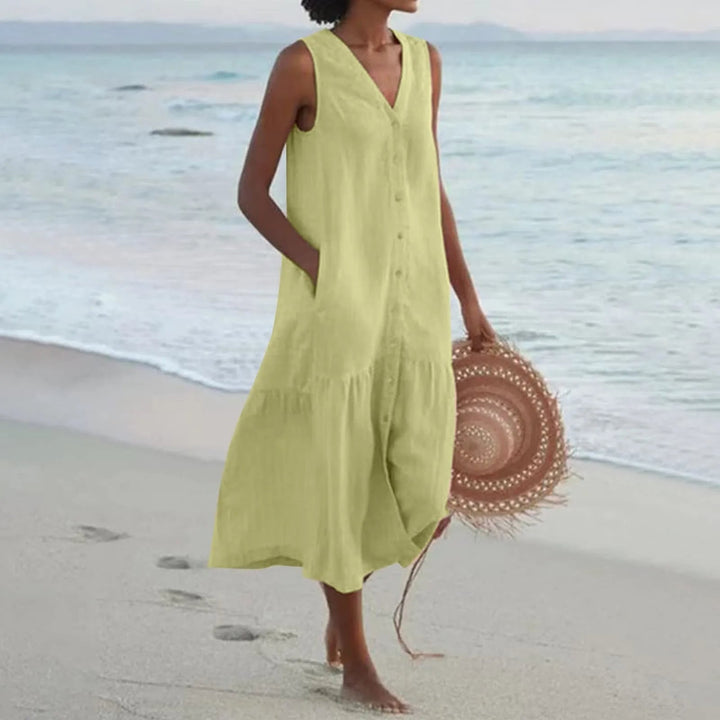 Nova | Women's Breezy V-neck Summer Dress with Buttons