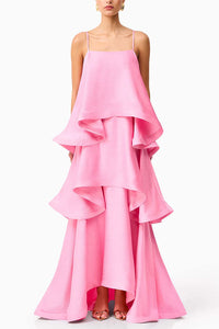 Holly | Women's Elegant Satin Tiered Ruffle Maxi Dress