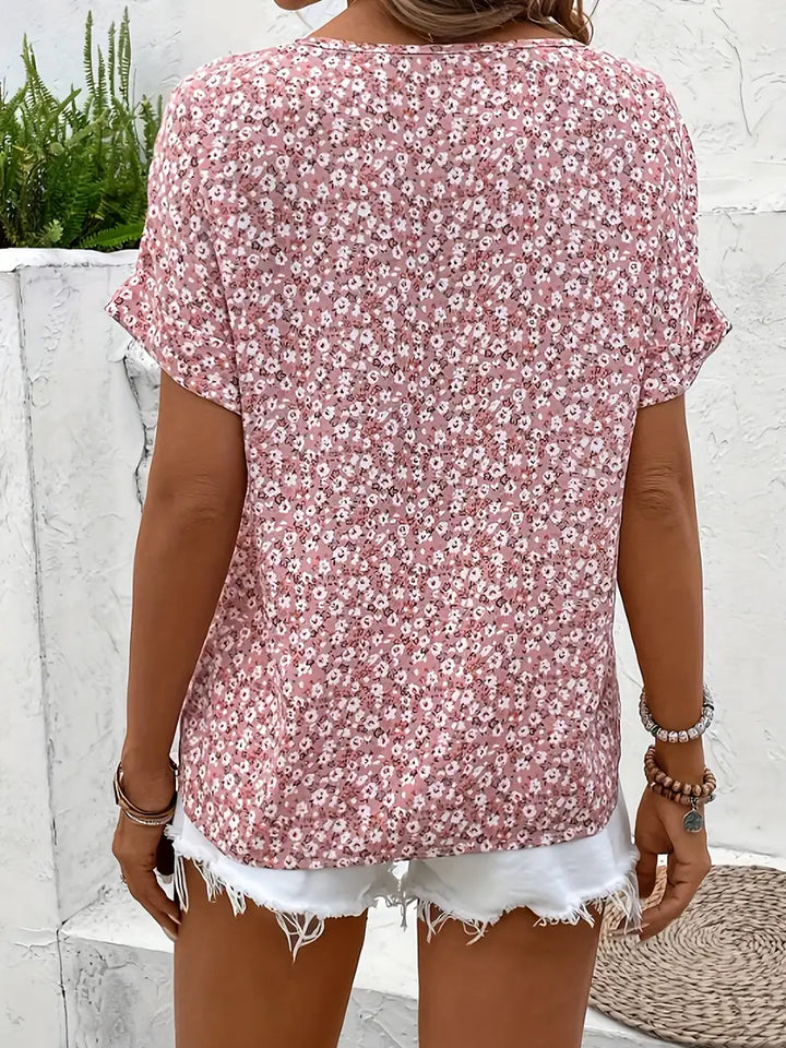 Sienna | Women's Floral Print Buttoned Short Sleeve Casual Blouse