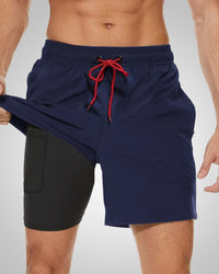 Liam | Men's Sporty Slim-Fit Swim Trunks With Inner Shorts