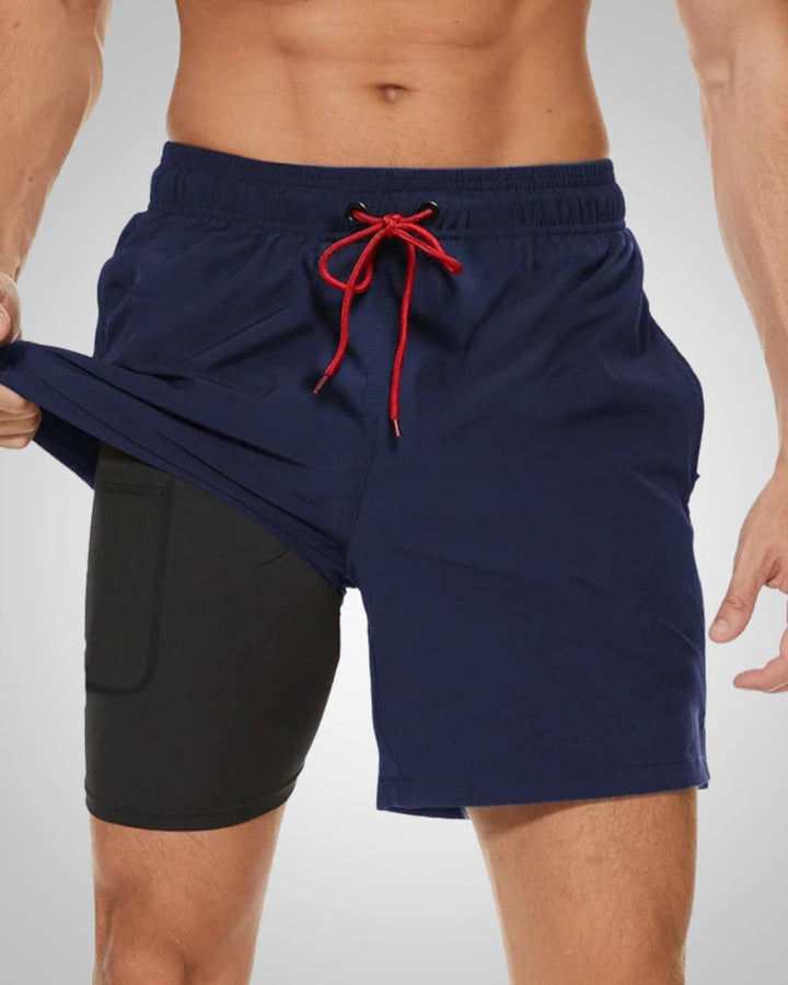 Liam | Men's Sporty Slim-Fit Swim Trunks With Inner Shorts