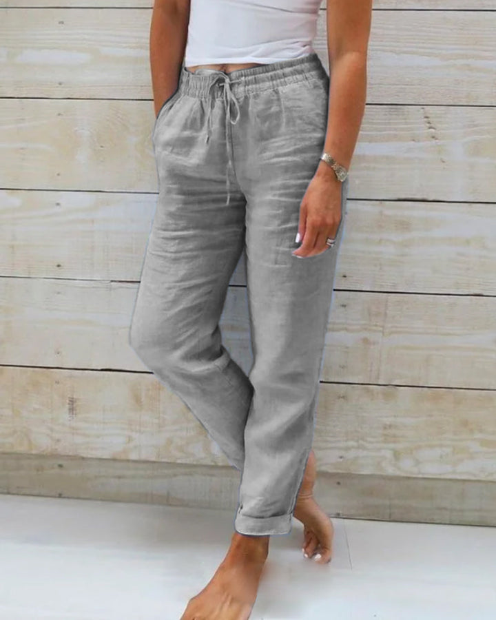 Luciana | Women’s Tapered Drawstring Linen Jogger Pants