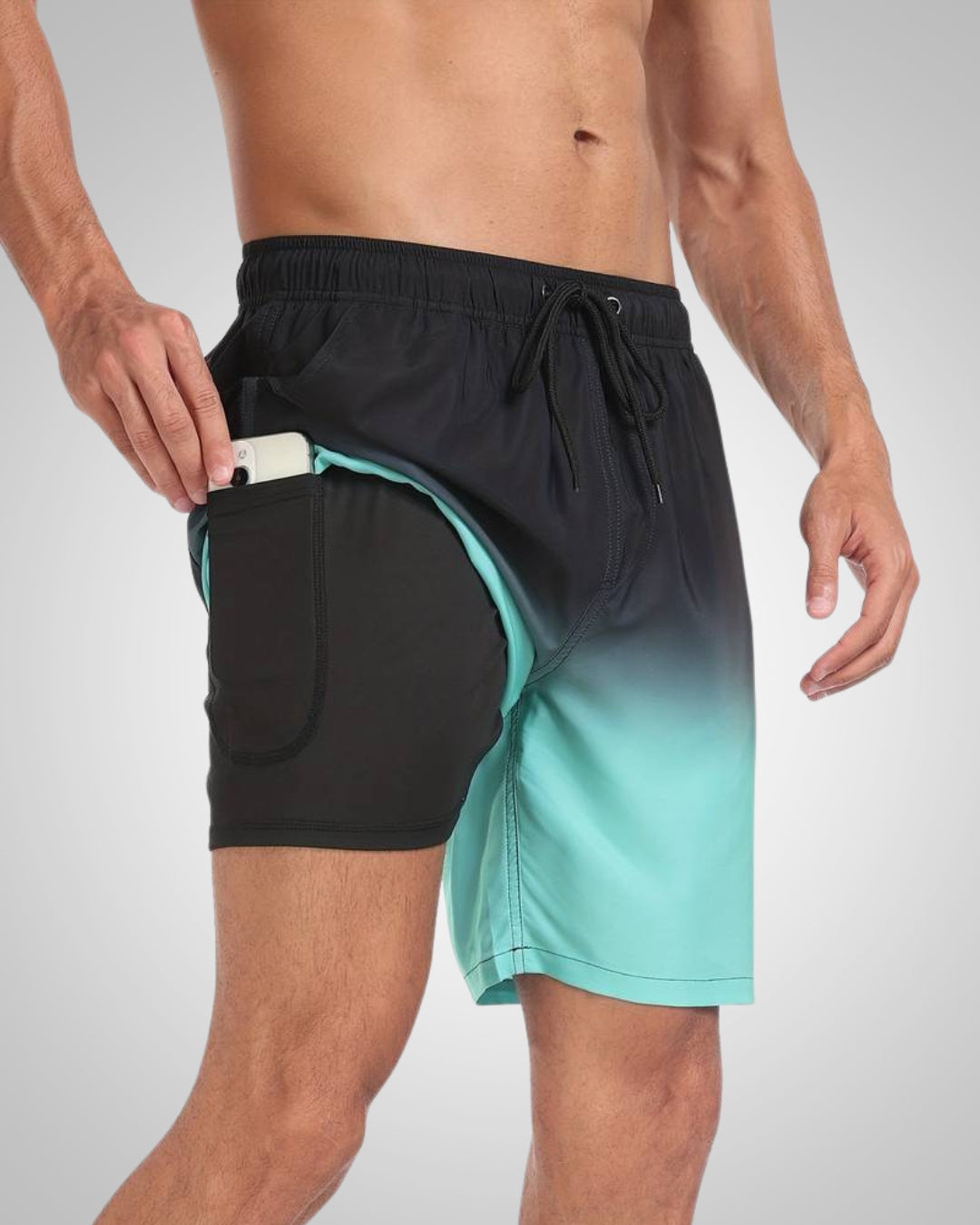 Hanery | Men's Sporty Slim-Fit Swim Trunks with Inner Shorts