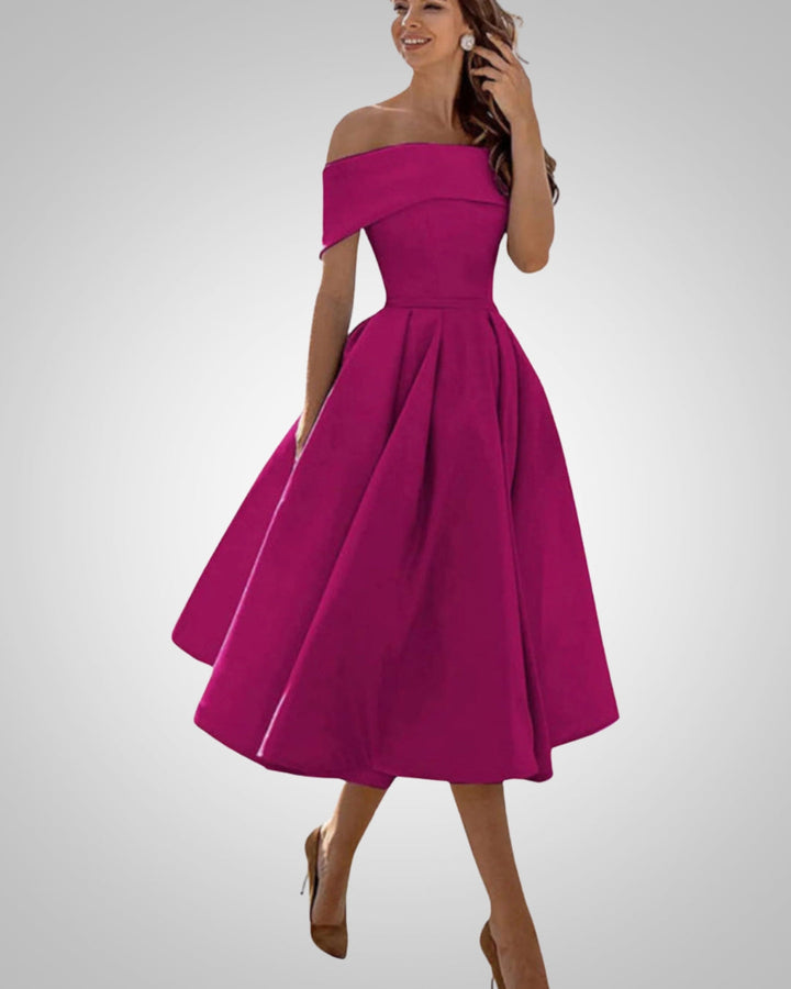 Blair | Women’s Off-Shoulder Flared Midi Dress
