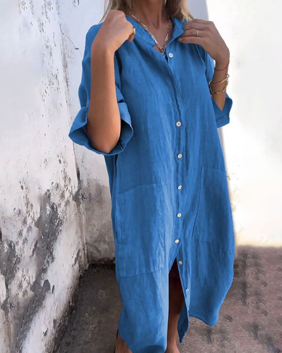 June | Women's Short Sleeve Shirt Midi Dress