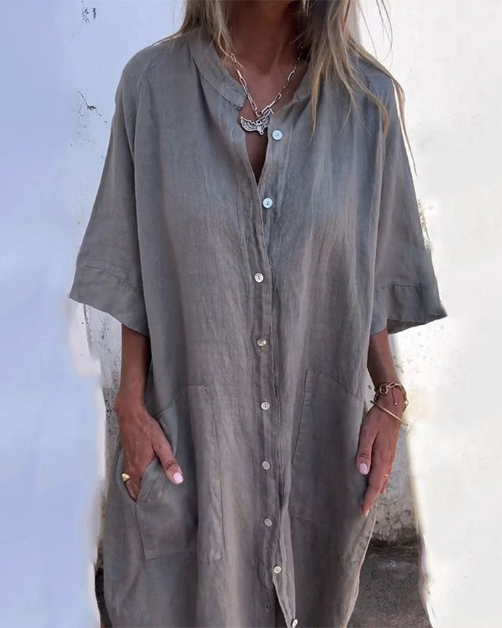 June | Women's Short Sleeve Shirt Midi Dress