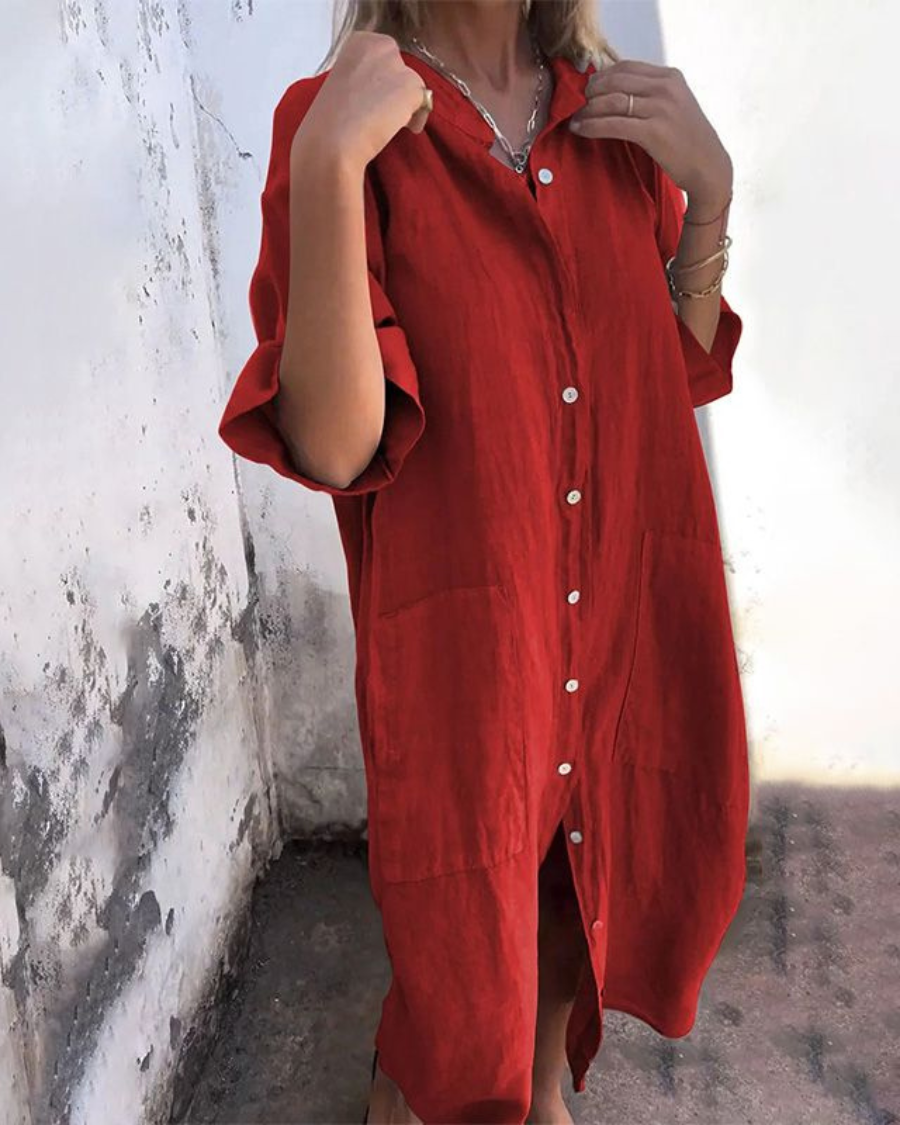 June | Women's Short Sleeve Shirt Midi Dress