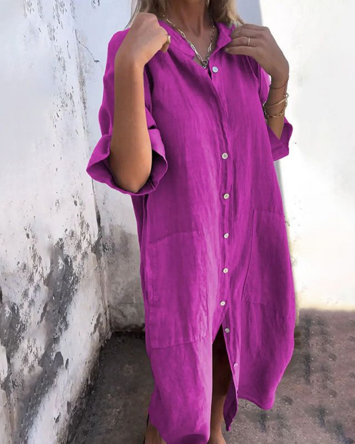 June | Women's Short Sleeve Shirt Midi Dress