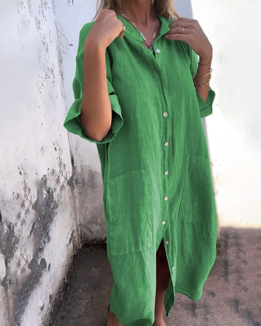 June | Women's Short Sleeve Shirt Midi Dress