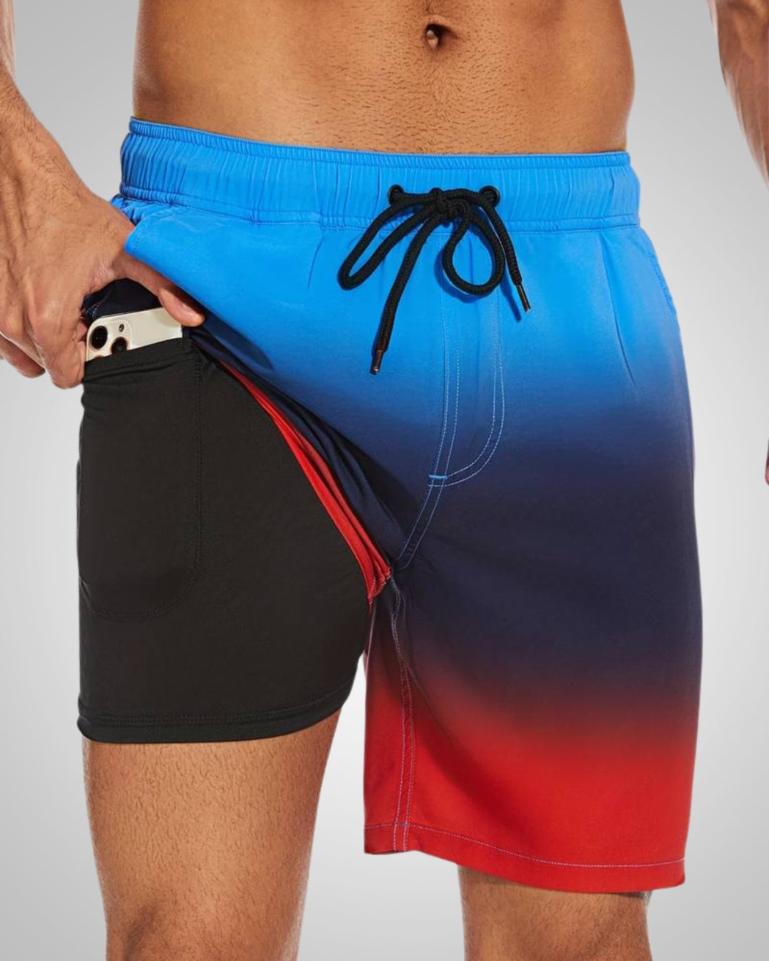 Hanery | Men's Sporty Slim-Fit Swim Trunks with Inner Shorts