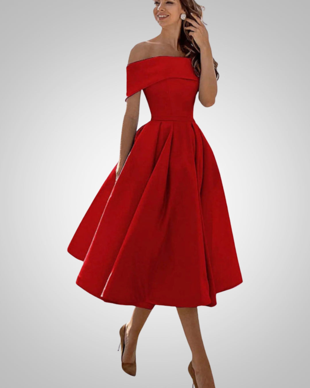 Blair | Women’s Off-Shoulder Flared Midi Dress