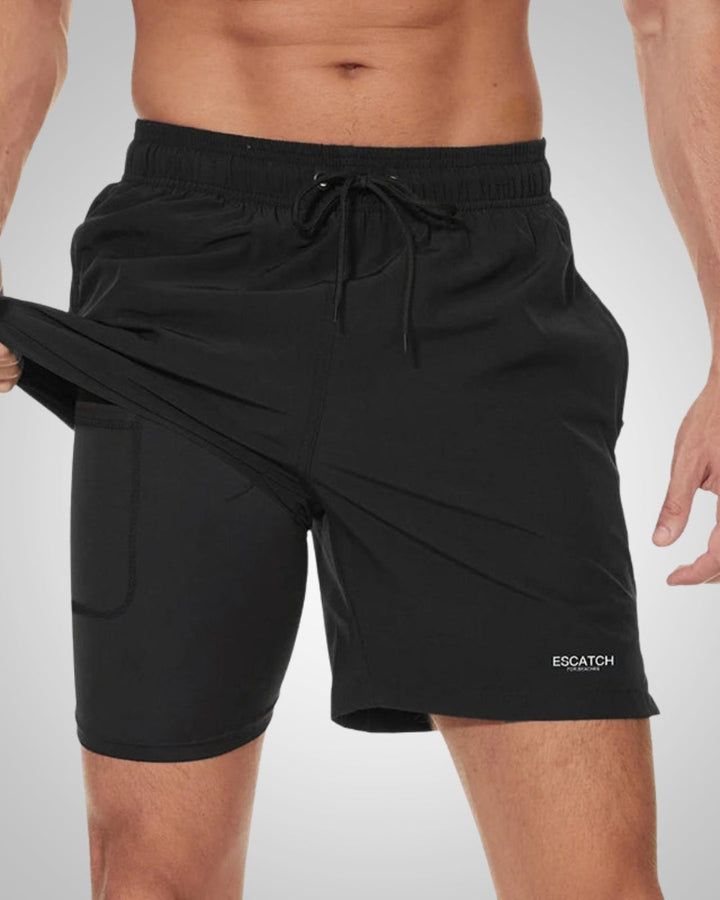 Liam | Men's Sporty Slim-Fit Swim Trunks With Inner Shorts