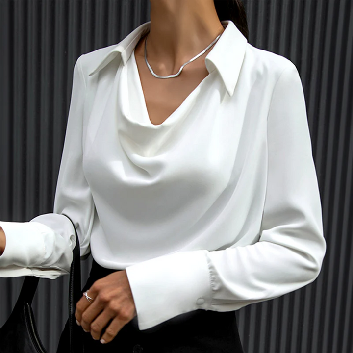 Paloma | Women’s Summer Draped Collar Satin Blouse