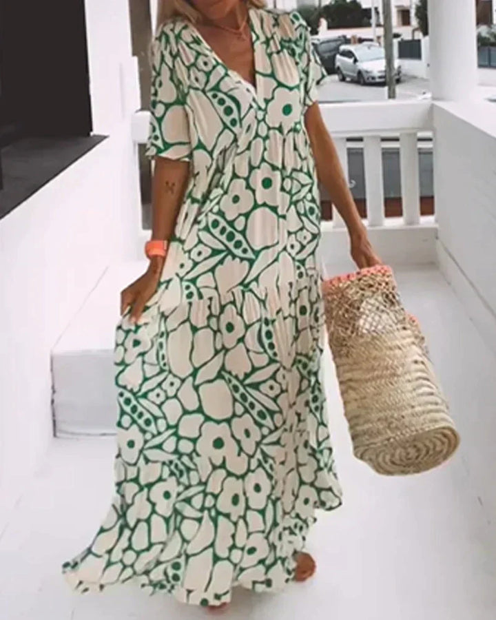 Luna | Women's Printed V-Neck Summer Dress