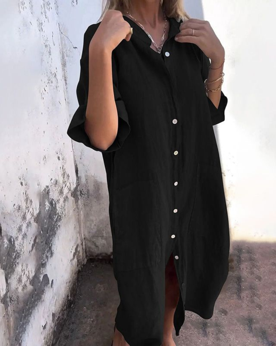 June | Women's Short Sleeve Shirt Midi Dress