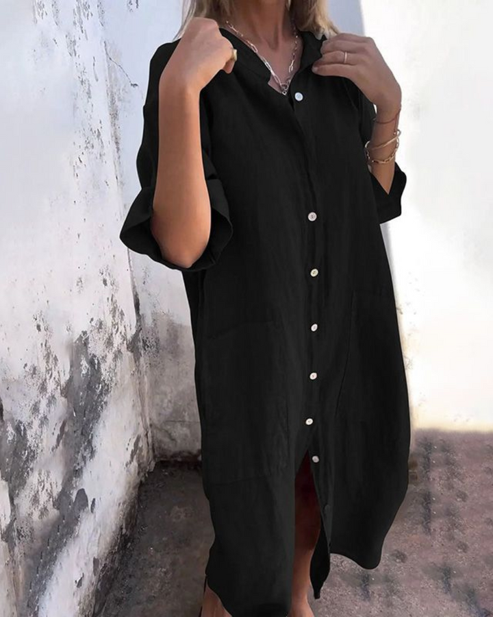 June | Women's Short Sleeve Shirt Midi Dress