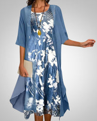 Delta | Women's Printed Boho Midi Dress With Cardigan Set