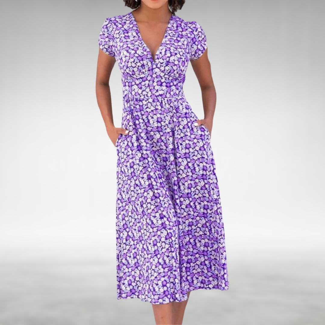 Ophelia | Women’s Summer Floral V-Neck Dress