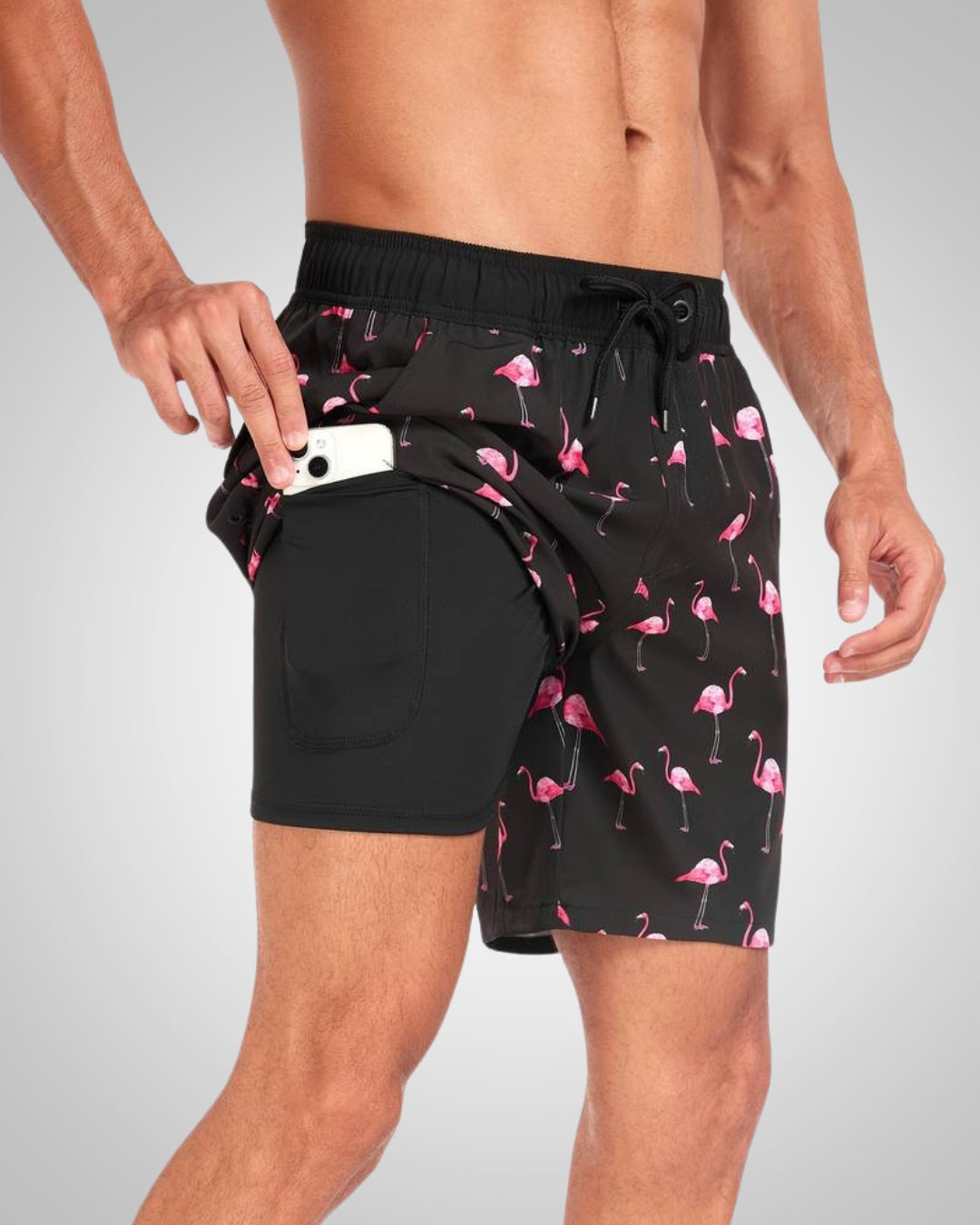Hanery | Men's Sporty Slim-Fit Swim Trunks with Inner Shorts