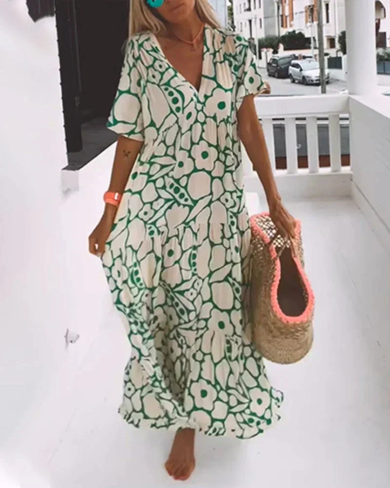 Luna | Women's Printed V-Neck Summer Dress