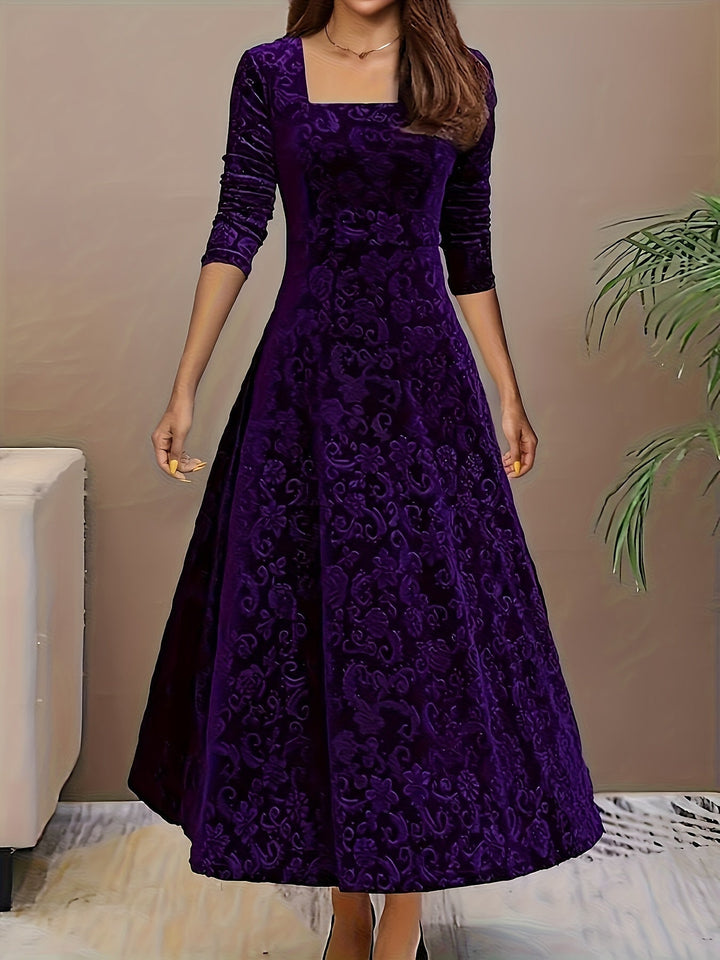 Wren | Women's Square Neck Long Sleeve Flared Midi Dress