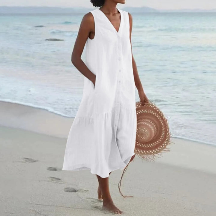 Nova | Women's Breezy V-neck Summer Dress with Buttons