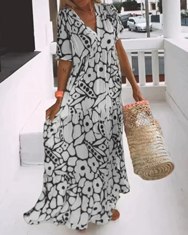 Luna | Women's Printed V-Neck Summer Dress